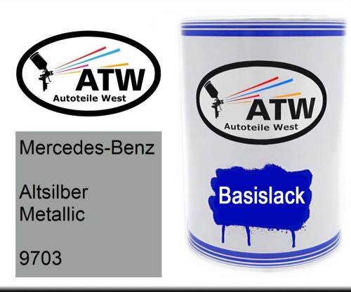 Mercedes-Benz, Altsilber Metallic, 9703: 500ml Lackdose, von ATW Autoteile West.